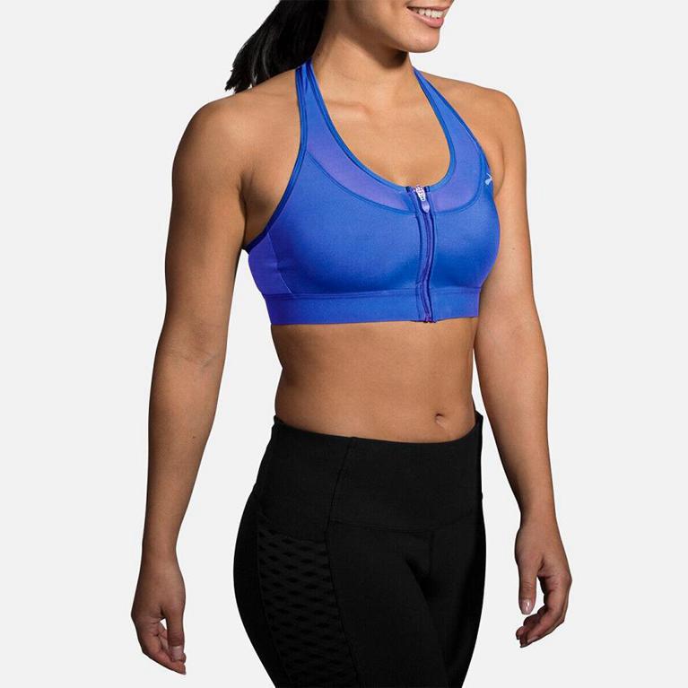 Brooks FastForward Zip Women's Running Bra - Blue (25698-HIXN)